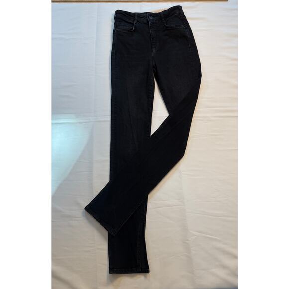 Anthropology Pilcro High Rise Straight Club Split Hem Black Jeans Size 26 - Picture 1 of 16